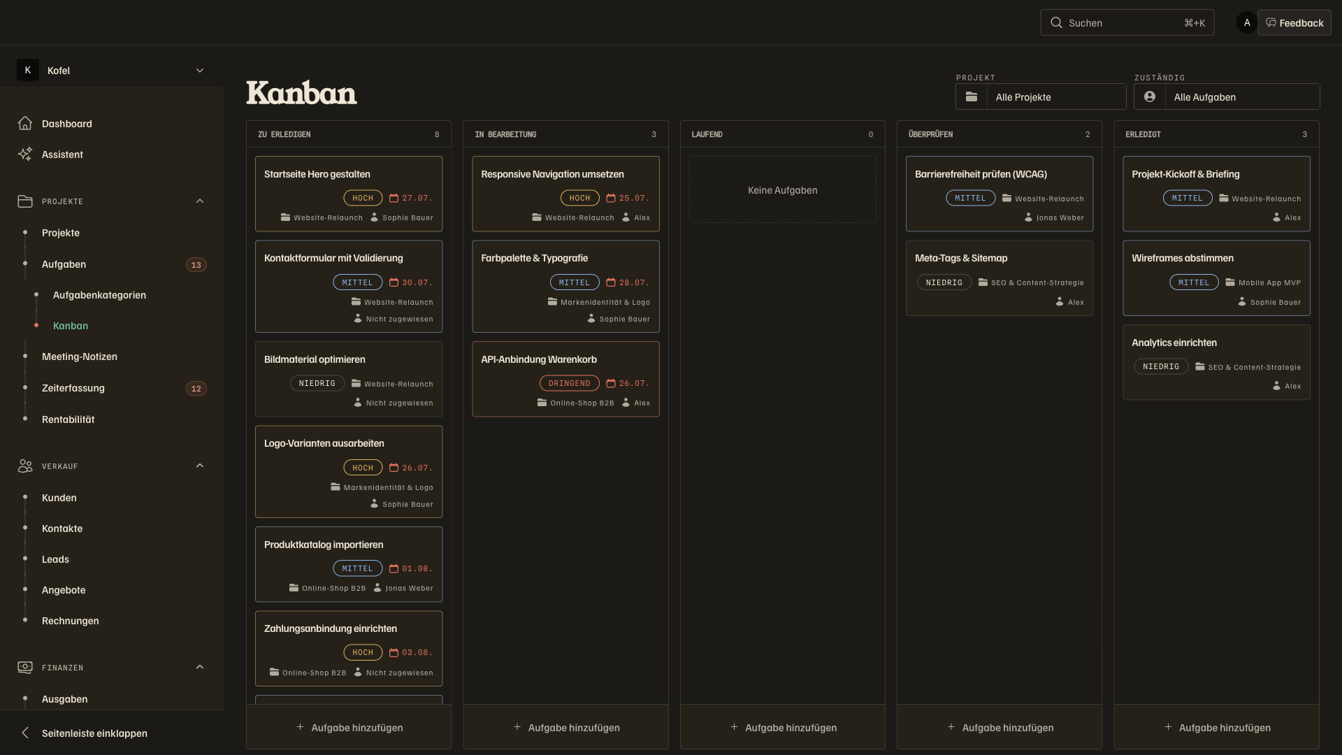 Kanban & Aufgaben